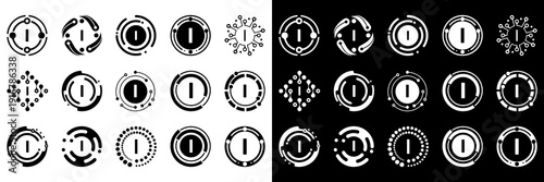 Futuristic letter I logo collection using minimal circular tech elements and digital motion lines. Ideal for IT services, AI solutions, and modern corporate branding.