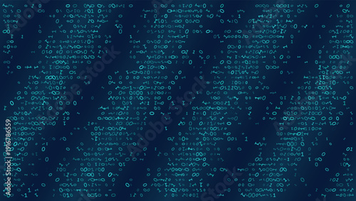 Binary Grid Texture - Cyan Digital Code Field on Dark Blue Gradient Background
