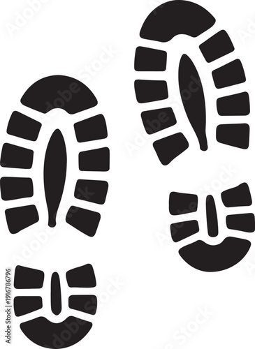 Black Boot Footprints Icon Shoe Sole Print Silhouette for Hiking and Adventure