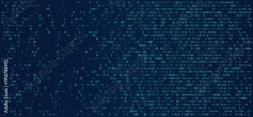 Cybernetic Drift - Abstract Binary Data Stream in Cyan and Deep Blue