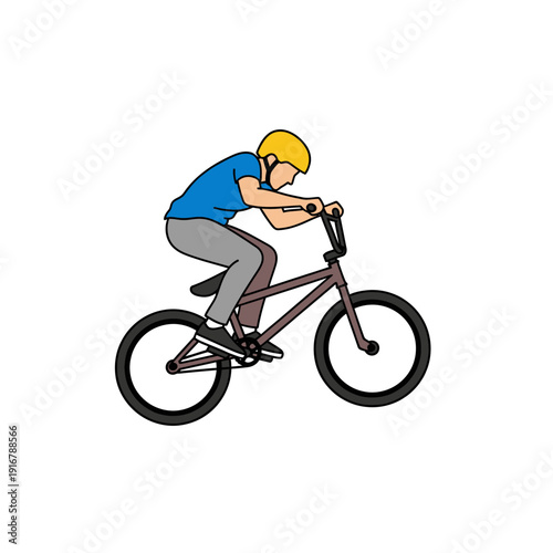 BMX Rider Performing Trick, Dynamic Action, Sport Illustration