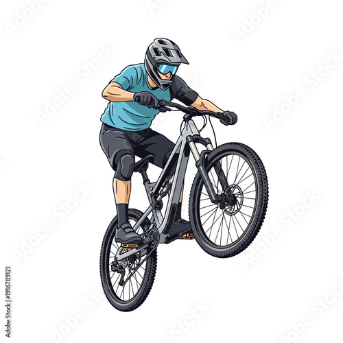 Mountain Biker Performing Wheelie