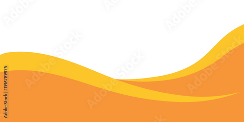 This vector illustration features a vibrant orange and yellow gradient design composed of layered, fluid, abstract waves creating a dynamic footer element with ample white copy space for text.