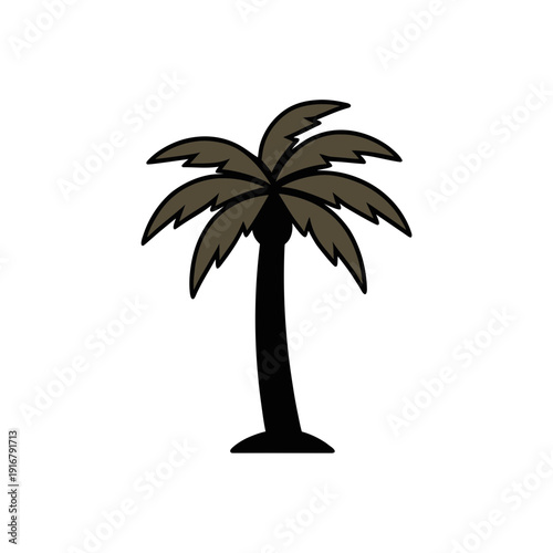 A minimalist black and white illustration of a lone palm tree standing upright.