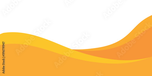 This vector illustration features a vibrant orange and yellow gradient design composed of layered, fluid, abstract waves creating a dynamic footer element with ample white copy space for text.