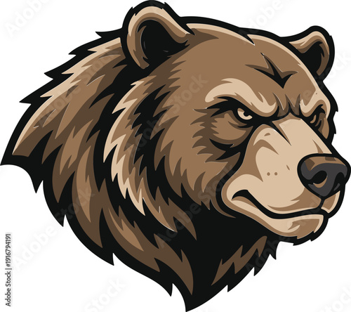 Fierce grizzly bear head mascot vector illustration