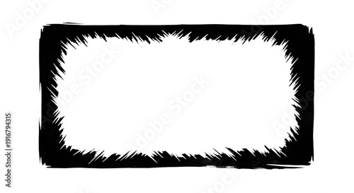 Black rectangular frame with jagged inner border and solid outer edge