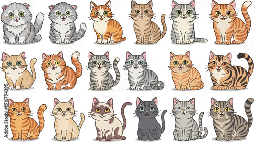 Large collection of cute farm animals and pets including cow horse sheep pig and chicken in flat vector style.