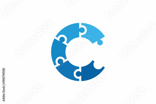 Letter C People Puzzle Logo 