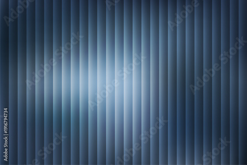 Vertical lines with a bright light shining through the center creating a glowing effect in a dark blue environment viewed from the front