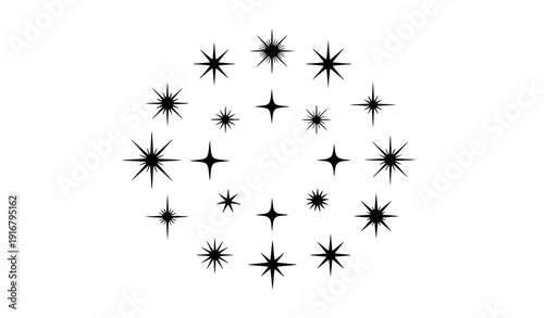Luxury Shine Sparkle Star Icons with Elegant Flash and Light Burst Vector Pack