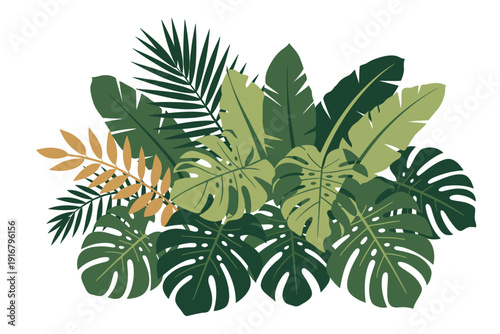 Green palm plant illustration, with lush leaves and the word “Palm,” ideal for tropical designs, botanical projects, eco-friendly branding, nature posters, and vector graphics