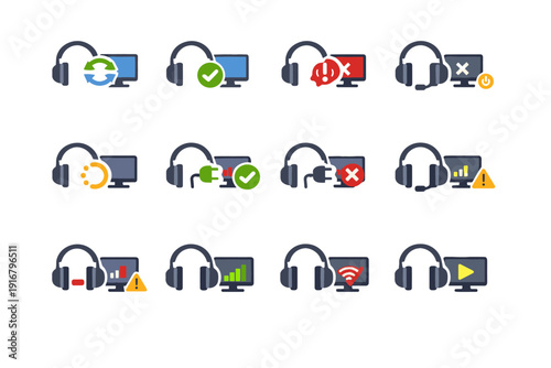 Vector sync output generation reconnect audio state simple success image reconnecting icon