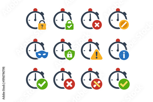 Granted info simple timer generation icon validation hint warning image denied vector