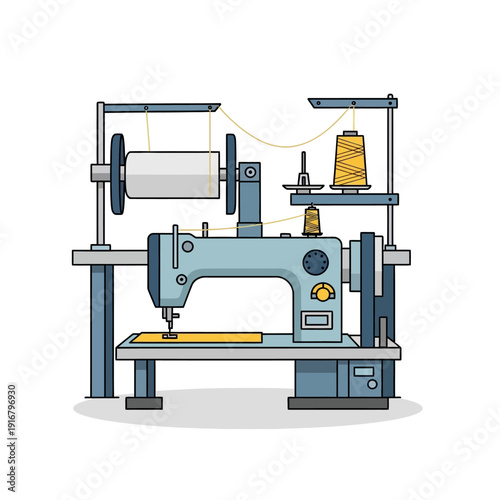 Vintage Sewing Machine Illustration - Industrial Needle Stitching Tool