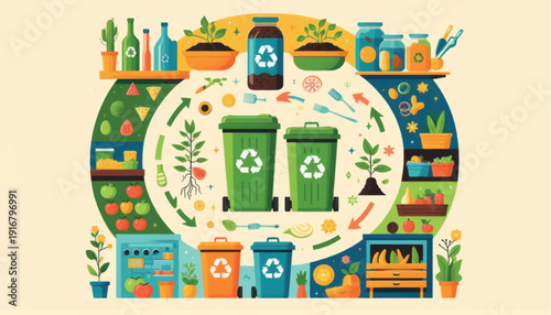 Recycling Bins with Eco Friendly Products.