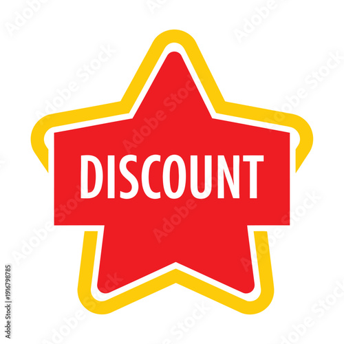 Red Star with Discount Text Inside.
