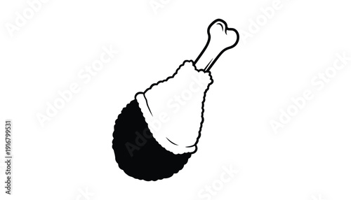 Simple black and white line drawing of a chicken drumstick.