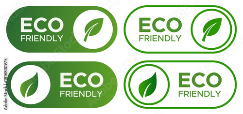 Eco friendly green label badge set sustainability vector icons