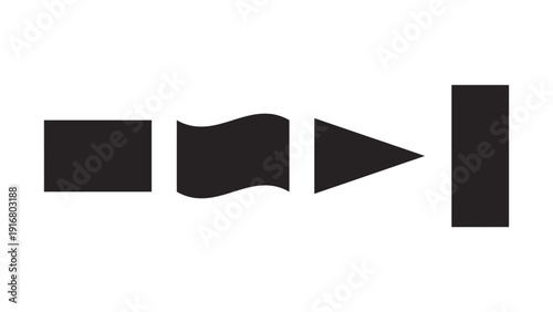 Black Abstract Shapes Isolated on White Background