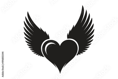 Heart with wings symbol for love freedom and passion graphic design
