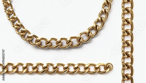 Wallpaper Mural Close-up of shiny, textured gold chain links on a white background Torontodigital.ca
