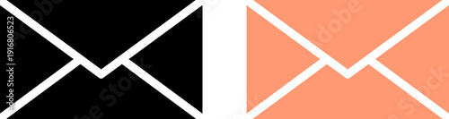 Modern email icons in black and orange for digital communication