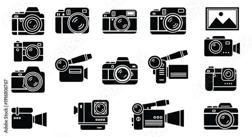 Collection of Various Camera Icons and Graphics.