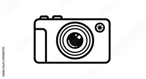 Simple Line Art Icon of a Digital Camera.