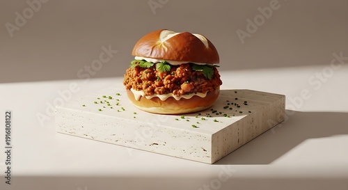 Close up sloppy joe sandwich texture honoring National Sloppy Joe Day, rich saucy beef filling detailed comfort food macro scene