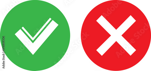 Green checkmark and red cross icons for approval and rejection