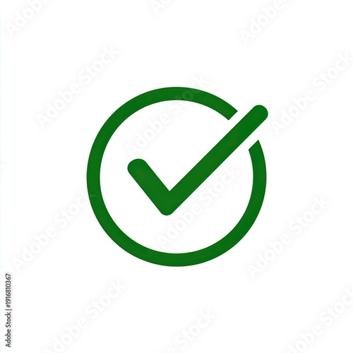 Green checkmark symbol within a circle on white background, indicating completion