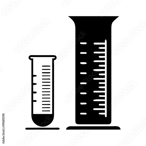 Graduated Cylinder and Test Tube Silhouette Icon
