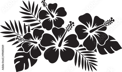 Hibiscus Flower Silhouette Vector