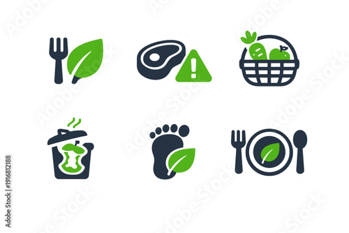 Meal white food text carbon icon meat scalable icons vector basket leaf