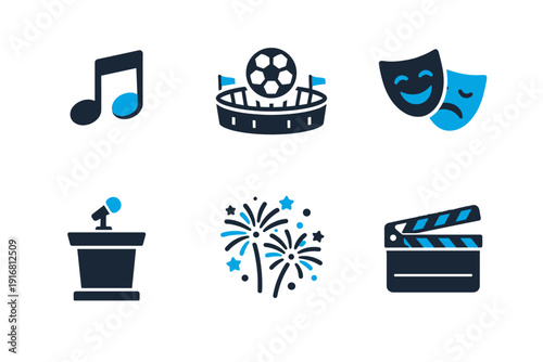 Vector no masks simple festival generation icon cinema music image text stadium