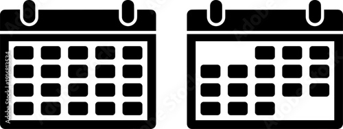 Modern calendar icons for organizing schedules and planning