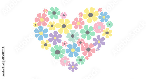 A Heart Shaped Arrangement of Pastel Colored Flowers