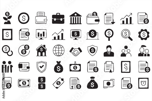 Business Finance and Investment Outline Icon Collection