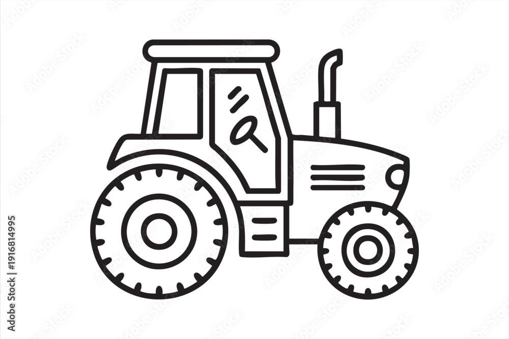 Obraz premium Industrial Farming Vehicle Minimal Vector Illustration