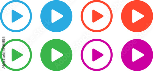 Colorful play buttons for multimedia content