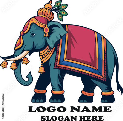 mysore dasara elephant clipart logo icon vector white background .