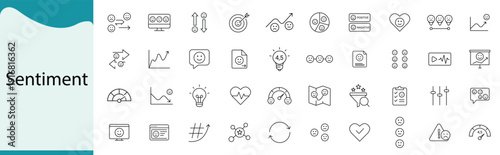 Sentiment Icon Set for Emotion Analysis, Customer Feedback and User Experience Interface Design