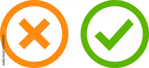 Correct and incorrect symbols for approval and rejection