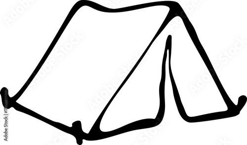 Camping Tent Doodle Hand Drawn