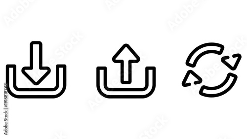 Universal Download, Upload, and Synchronization Icons for Data Transfer and File Management Operations