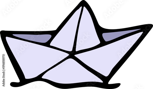 Paper Boat Doodle Hand Drawn