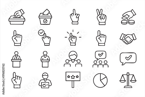 Voting and Democracy Outline Icon Collection