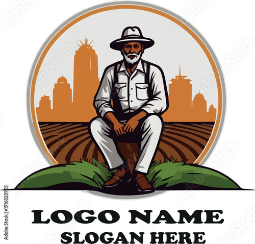 maharashtra farmer logo icon vector white background .