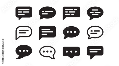 Messaging conversation monochrome symbol set